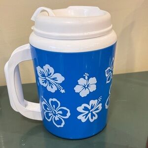 Blue Thermo-Serv Hibiscus Hawaiian Insulated 32oz Travel Mug